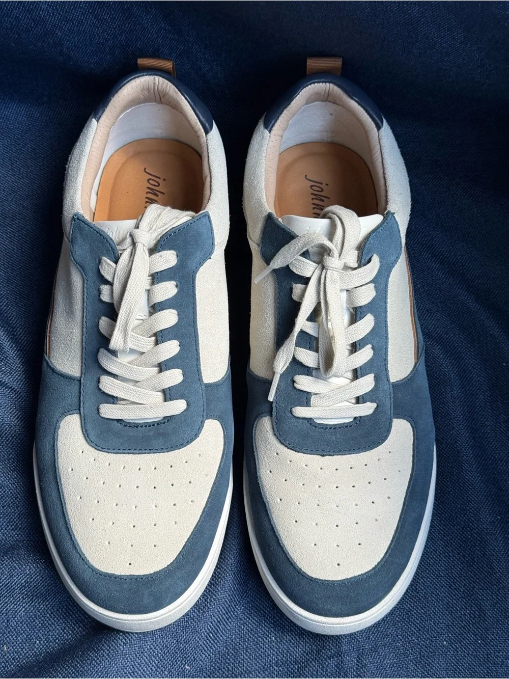 Johnnie-O Topspin Court Navy White Leather Sneakers Men 11.5M 2024